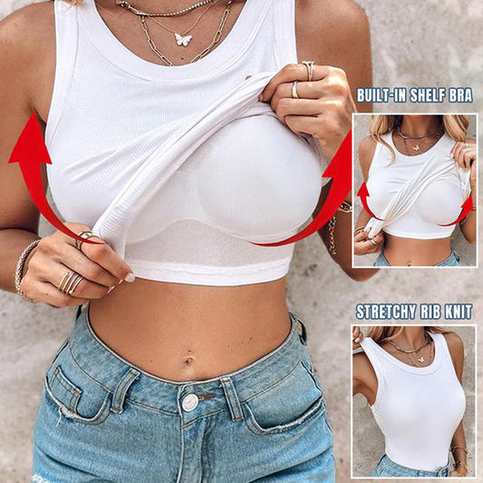 🔥 Sale – 50% off ✨ Women’s ribbed knit vest with built-in bra