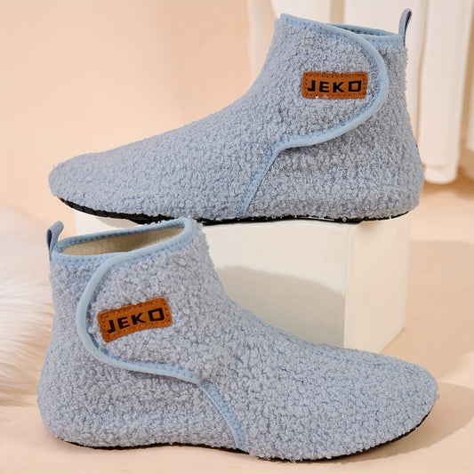 Comfortable fleece slippers for women – Warm, lightweight, high-top slip-on shoes with non-slip soles
