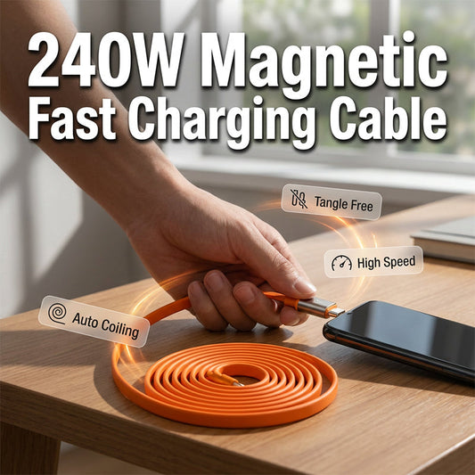 🌞 Spring into Savings: 20% Off🔥240W Magnetic Self-Winding Type-C Cable | Ultra-Durable Braided Flat Design - Tangle-Free Fast Charging