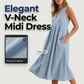 ⚡50K+ SOLD! Almost Gone💥Women's Casual V-Neck Sleeveless Midi Dress