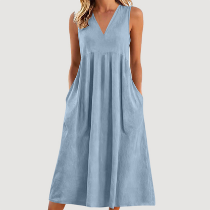⚡50K+ SOLD! Almost Gone💥Women's Casual V-Neck Sleeveless Midi Dress