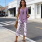 💥Free delivery on single items!👗 Women’s two-piece set—a layered, asymmetrical long-line top and printed wide-leg trousers, breathable and comfortable✨