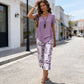 💥Free delivery on single items!👗 Women’s two-piece set—a layered, asymmetrical long-line top and printed wide-leg trousers, breathable and comfortable✨