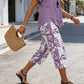 💥Free delivery on single items!👗 Women’s two-piece set—a layered, asymmetrical long-line top and printed wide-leg trousers, breathable and comfortable✨