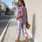 💥Free delivery on single items!👗 Women’s two-piece set—a layered, asymmetrical long-line top and printed wide-leg trousers, breathable and comfortable✨