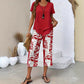 💥Free delivery on single items!👗 Women’s two-piece set—a layered, asymmetrical long-line top and printed wide-leg trousers, breathable and comfortable✨
