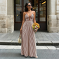🌸Spring Sale 50% OFF🌻Women's Striped Halter Neck Maxi Dress