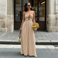 🌸Spring Sale 50% OFF🌻Women's Striped Halter Neck Maxi Dress