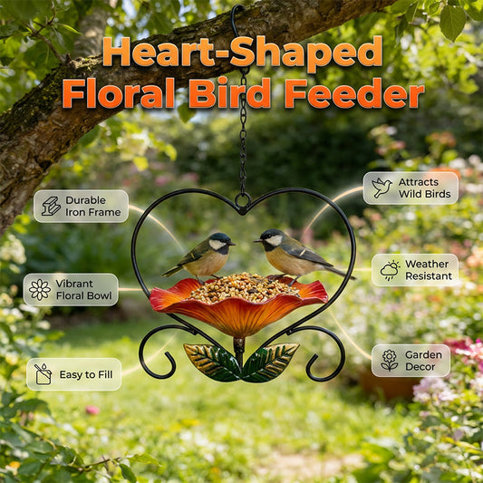 🎁Heart-Shaped Floral Bird Feeder💝Buy two, get free delivery!