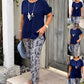 Solid Color Top + Tie-Dye Pants Set，Delivered within five business days.