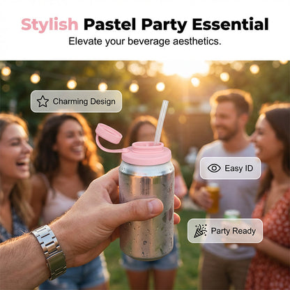 🥳2026 HOT SALE🥳💞20K+ SOLD!🥤 Silicone Can Lid with Straw – Spill-Proof, Universal Fit for Standard Cans (Soda/Beer), Reusable, Dust & Bug Proof – Outdoor, Travel, Home – 10 Colours