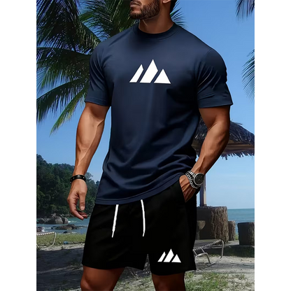 👕 Men's Short-Sleeve T-Shirt & Shorts Set with Drawstring – Comfortable, casual, and perfect for summer, leisure, and sports ☀️✨