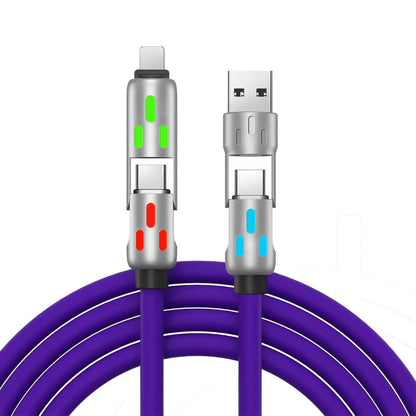🚗 4-in-1 LED Light-Up Charging Cable for Fast Charging, Data Transfer and Car Screen Mirroring