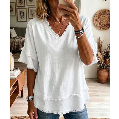 Women's V-Neck Casual Short Sleeve Top