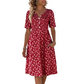 Women's Casual V-Neck Print Dress with Pockets