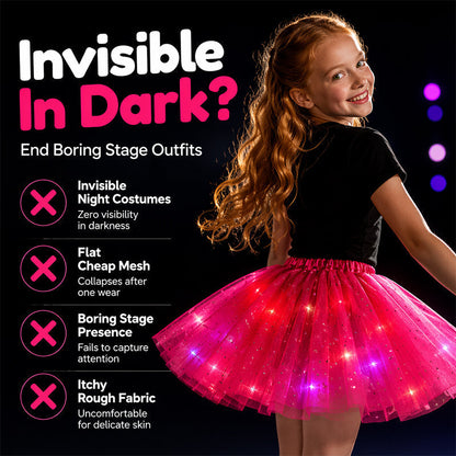 🏆 Last Day 52%OFF!🎁LED Light Up Sequin Tutu Skirt Star Mesh Princess Skirt for Girls and Adults