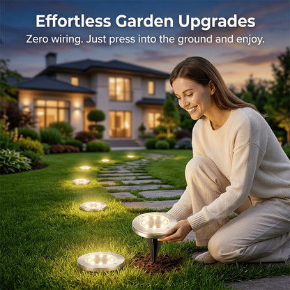 8-LED Solar Ground Lights for Outdoor Gardens