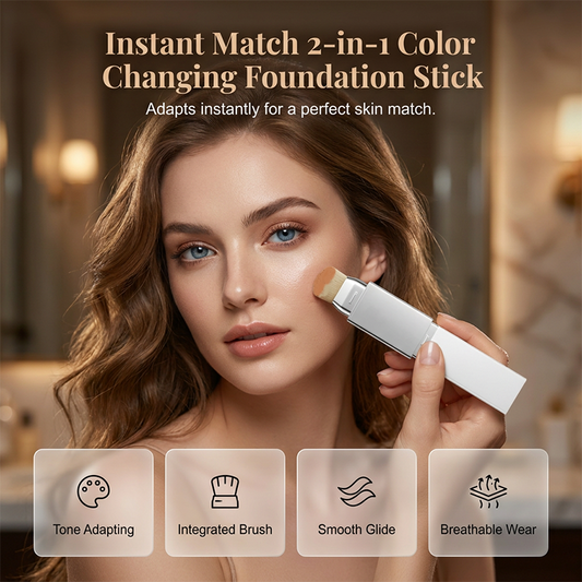 ✨ 2-in-1 Colour Changing Foundation Stick – Smart Match, Built-in Brush, 13g ✨